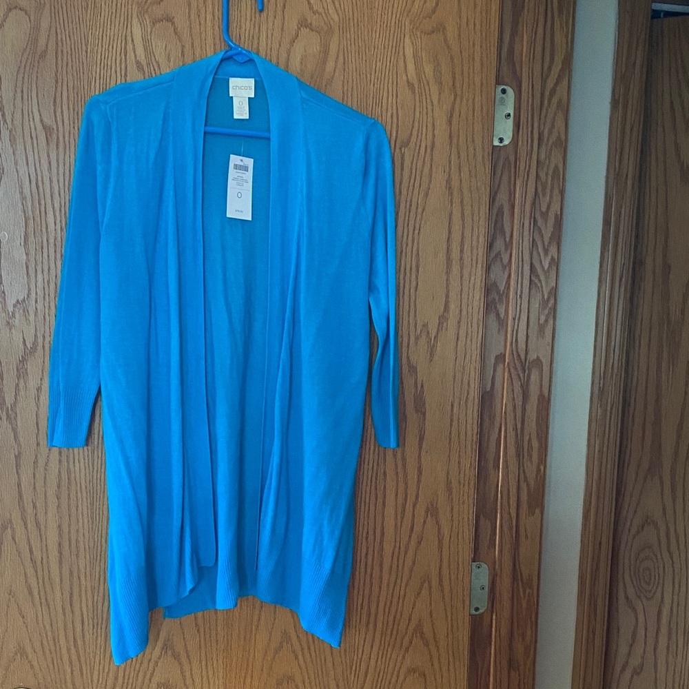 Chico's Bright Teal Open-Front Women's Cardigan